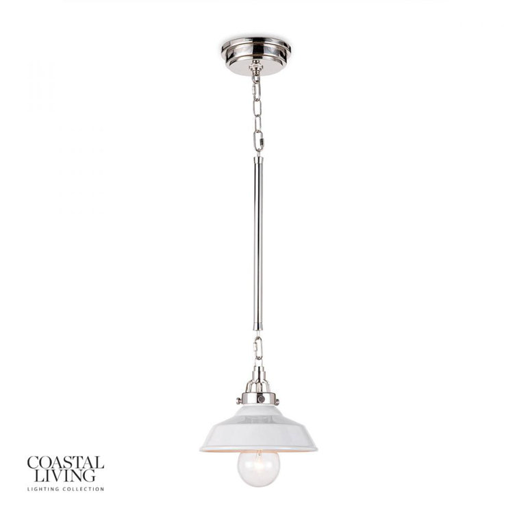 White Ceramic Mini Pendant Light with Polished Nickel Hardware