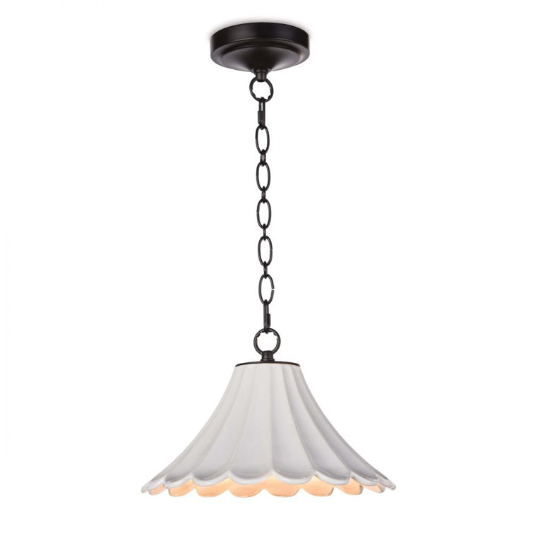 White Ceramic Scallop Empire Shade Pendant Light