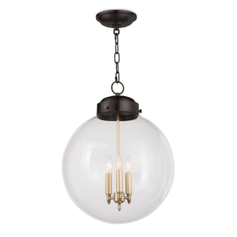 Clear Glass Globe Pendant with Oil Rubbed Bronze and Brass Finish