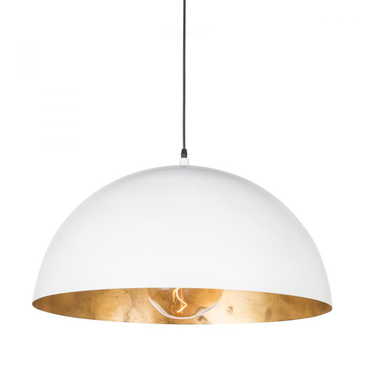 Large White and Gold Bowl Pendant Light