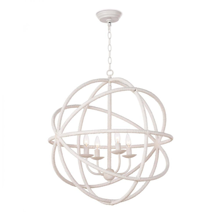 White 25" Steel Globe Pendant Light with LED Option