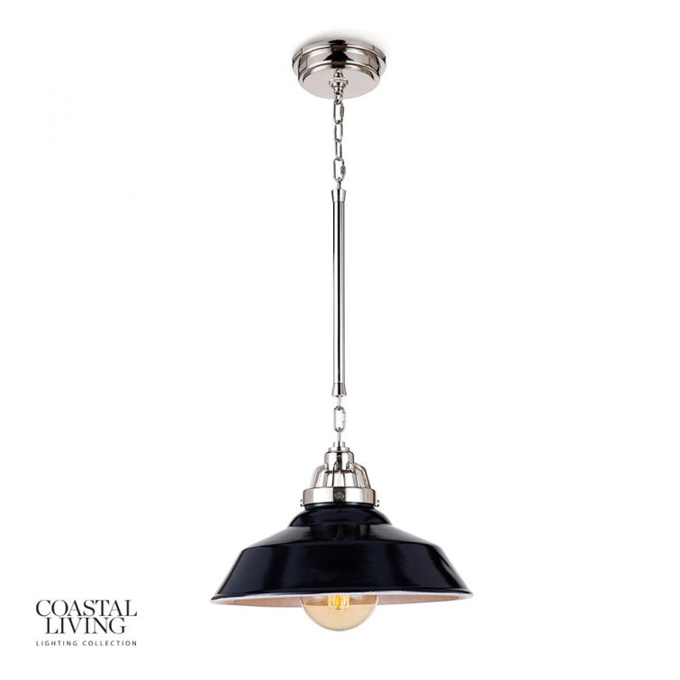 Navy Ceramic Pendant with Polished Nickel Hardware