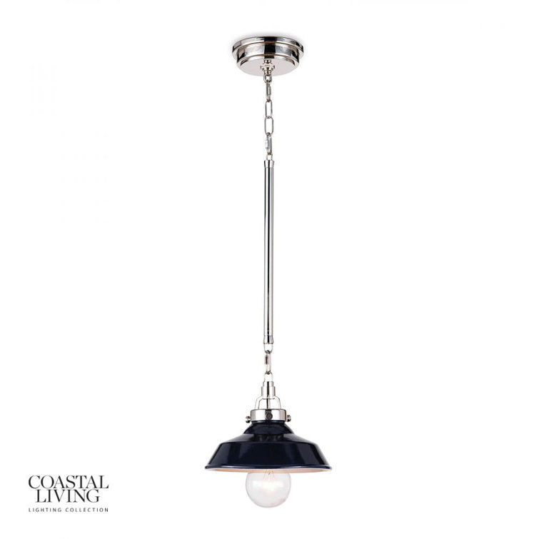 Maine Mini Polished Nickel & Navy Ceramic Pendant Light