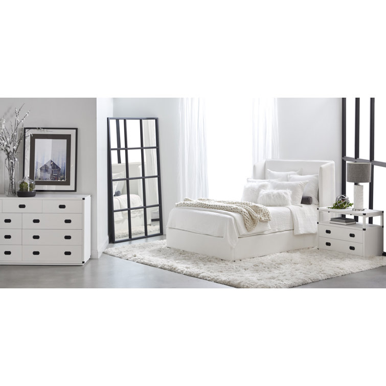 Peyton-Pearl Transitional Wingback California King Bed with Oak Frame