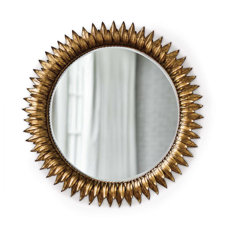 Sunflower Beveled Wall Mirror in Antique Gold, 29"