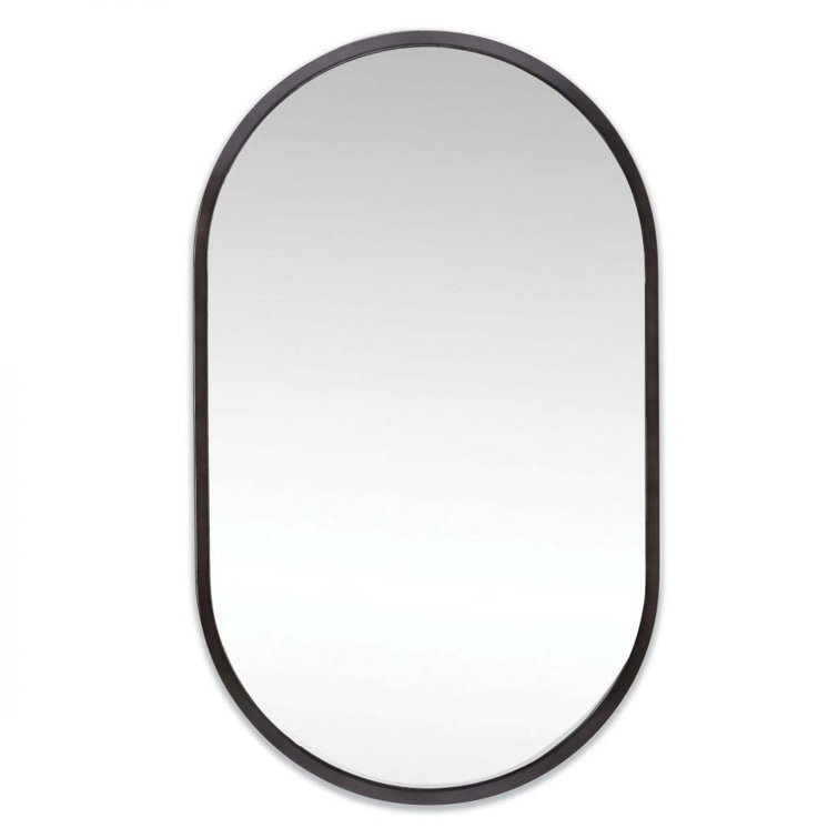 Elegant Oval Blackened Steel Wall Mirror 40"x24"