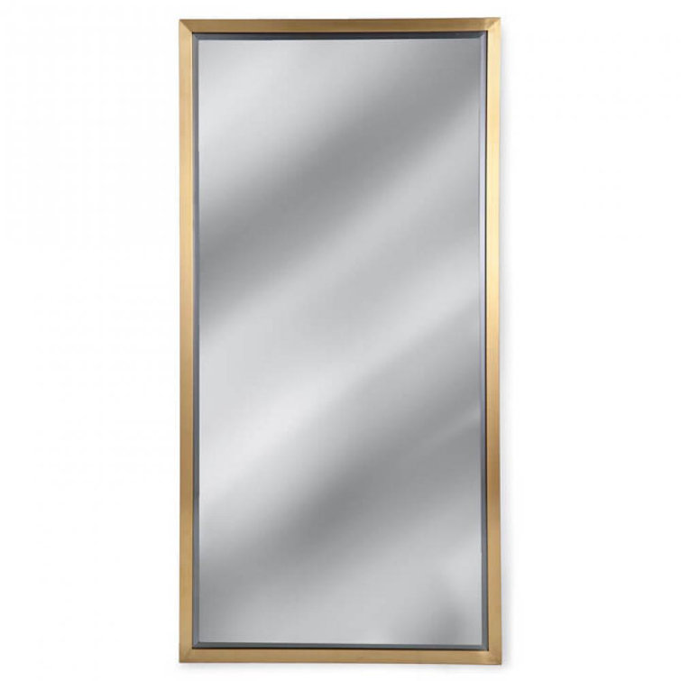 Minimalist Natural Brass Rectangular Mirror 24"W x 48"H