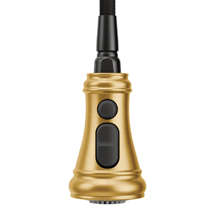 Brushed Gold Stainless Steel Pull-Down Kitchen Faucet