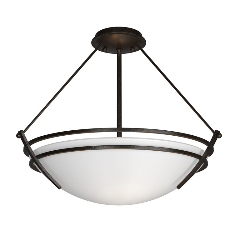 Presidio Black and Opal Glass 3-Light Semi Flush Mount