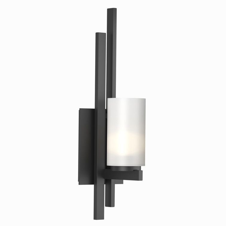 Ondrian Dark Smoke Steel Wall Sconce with Frosted Glass Shade