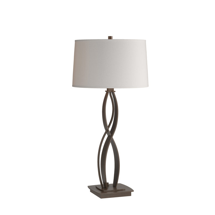 Bronze Infinity Twist Table Lamp with Flax Shade