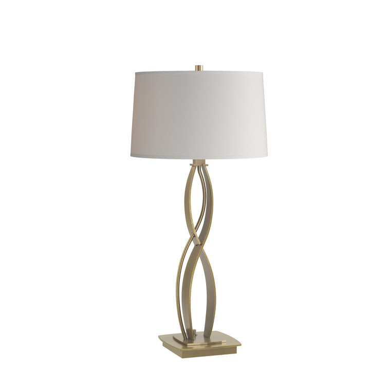 Natural Iron Table Lamp with Flax Shade