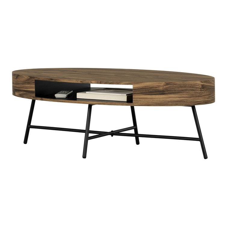 Urban Chic Oval Acacia Wood Coffee Table with Metal Legs