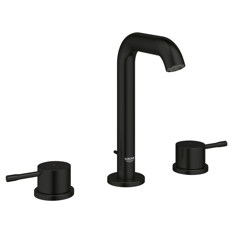 Matte Black Modern Widespread Bathroom Faucet with Lever Handles