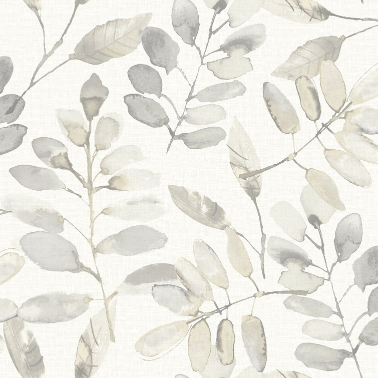 Neutral Taupe Leaves Pre-pasted Washable Wallpaper