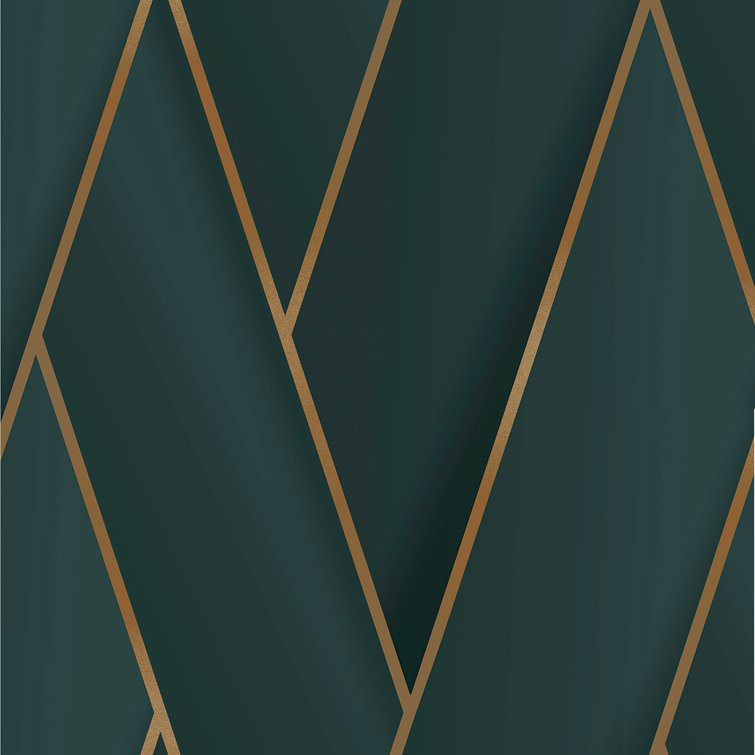 Teal and Gold Geometric Non-Woven Wallpaper Roll