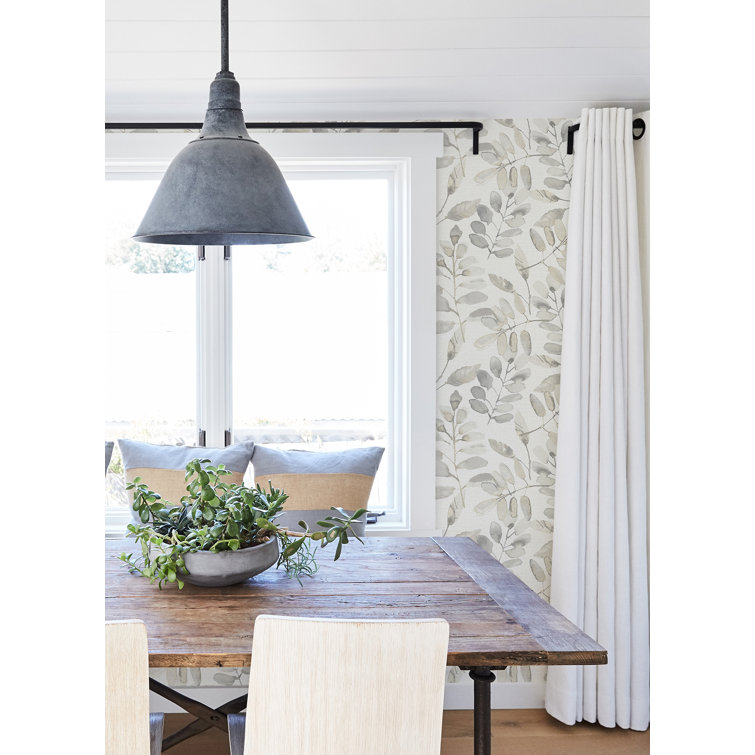 Neutral Taupe Leaves Pre-pasted Washable Wallpaper