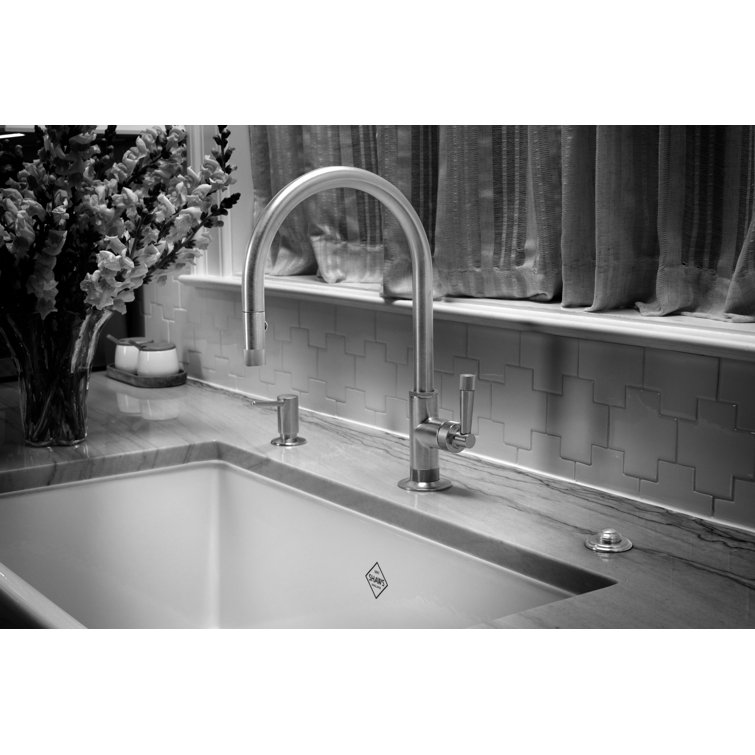 Transitional 15" Polished Nickel Kitchen Faucet with Pull-out Spray