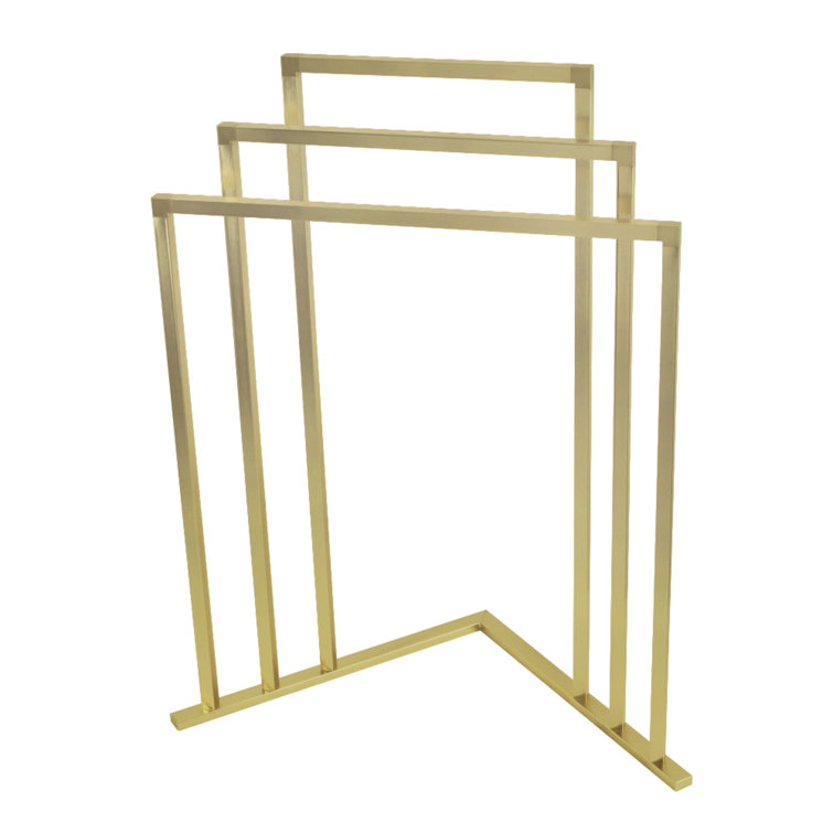 Brushed Brass 3-Tier Freestanding Steel Towel Rack