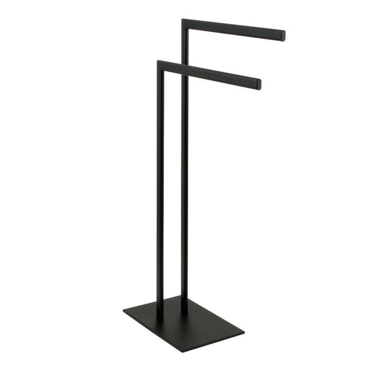 Matte Black Iron and Steel Dual Towel Rack