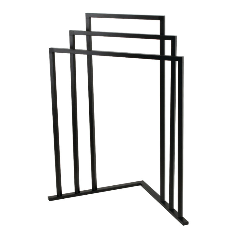 Matte Black Steel 3-Tier Freestanding Corner Towel Rack