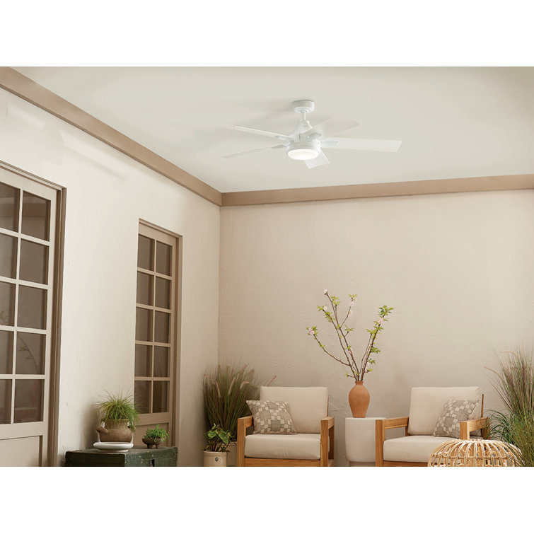 White Steel 52'' Ceiling Fan with Integrated LED Light