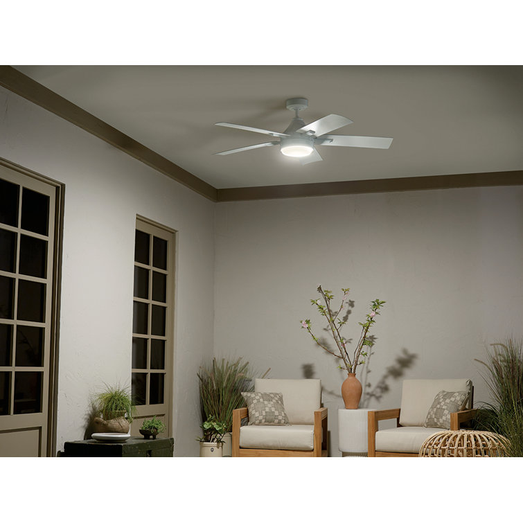 White Steel 52'' Ceiling Fan with Integrated LED Light