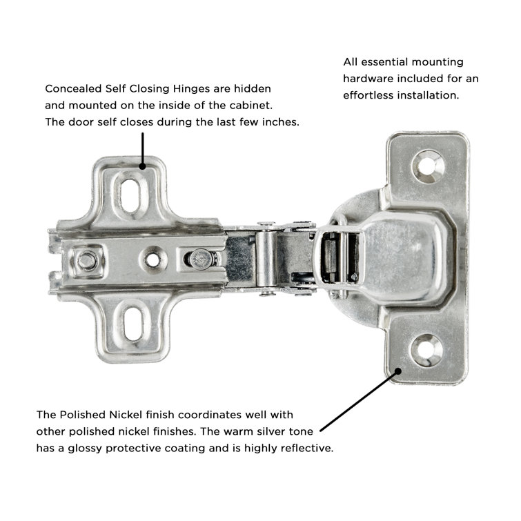 Brushed Nickel Full Overlay Concealed Cabinet Hinge