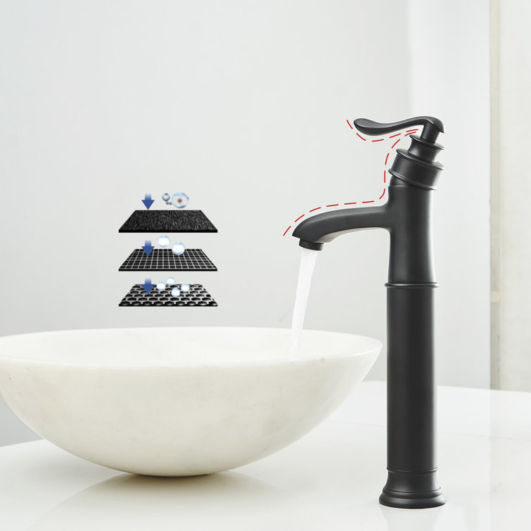 Matte Black Single Handle High Arc Vessel Sink Faucet