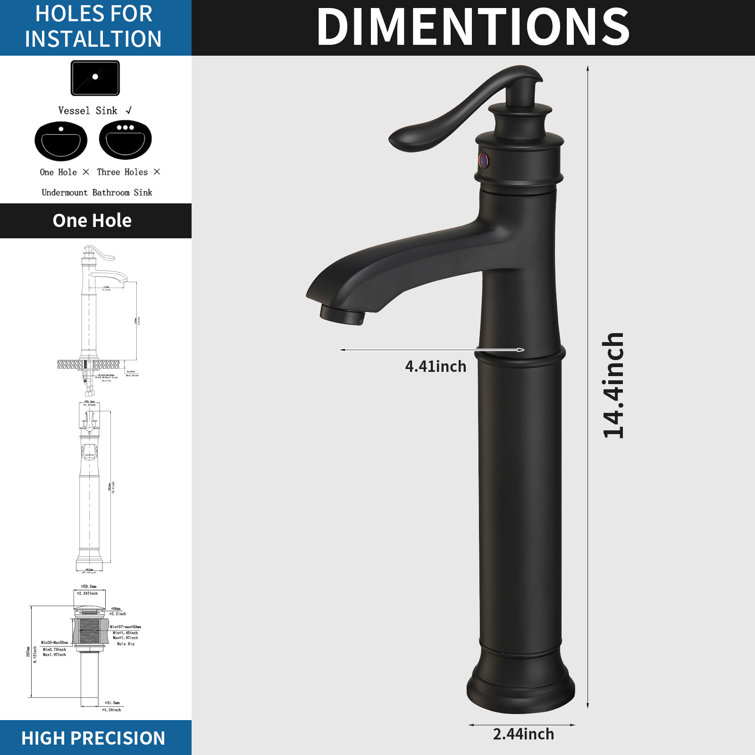 Matte Black Single Handle High Arc Vessel Sink Faucet