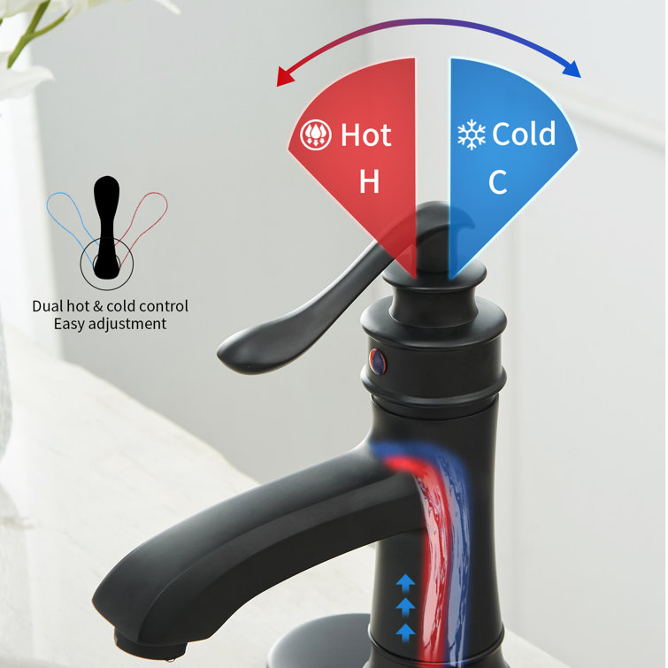 Matte Black Single Handle Bathroom Faucet with Drain Assembly