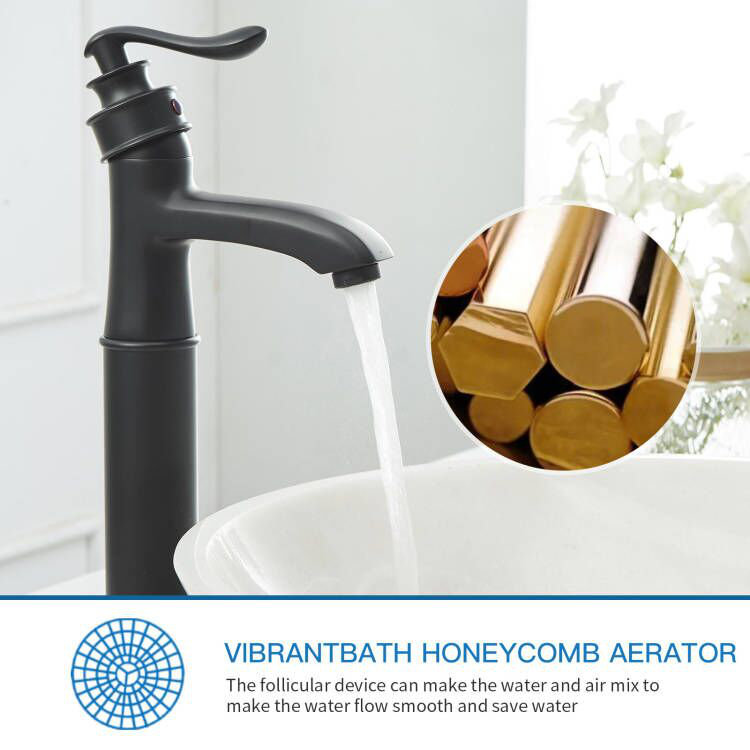 Matte Black Single Handle High Arc Vessel Sink Faucet