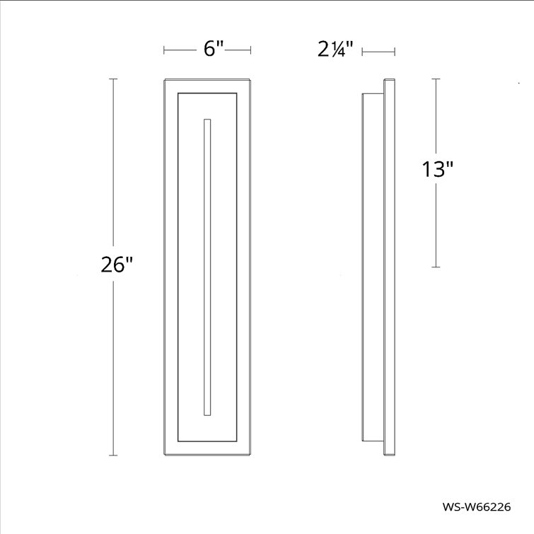 Midnight Black Aluminum LED Outdoor Wall Light, 26 Inches