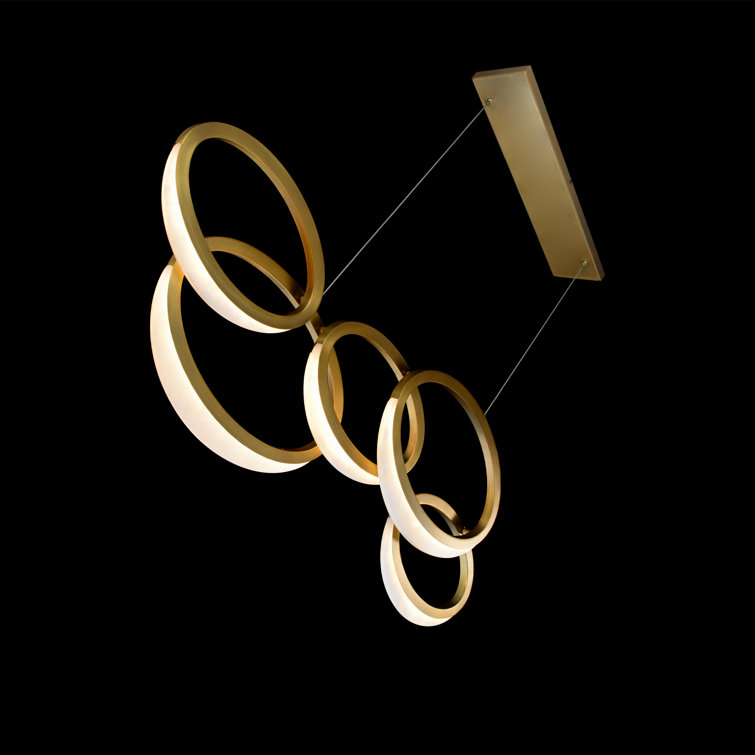 Aged Brass and Alabaster LED Pendant Light