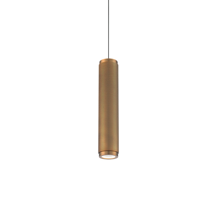 Mini Transitional Aged Brass LED Indoor/Outdoor Pendant with Glass Diffuser