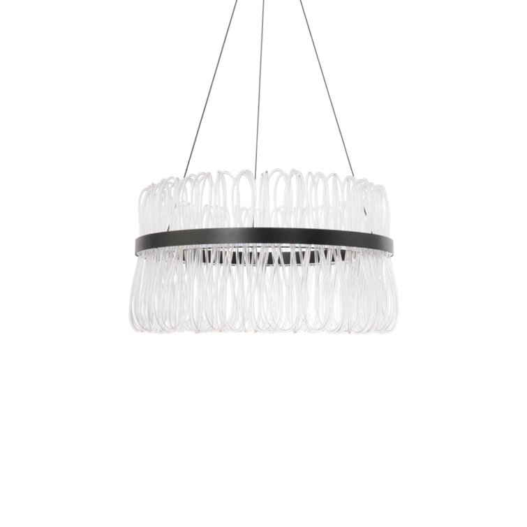 Charlize Black Crystal LED Pendant Light with Fiber Optic Diffuser