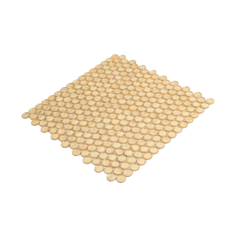 Gold Polished Penny Round Glass Mosaic Tile
