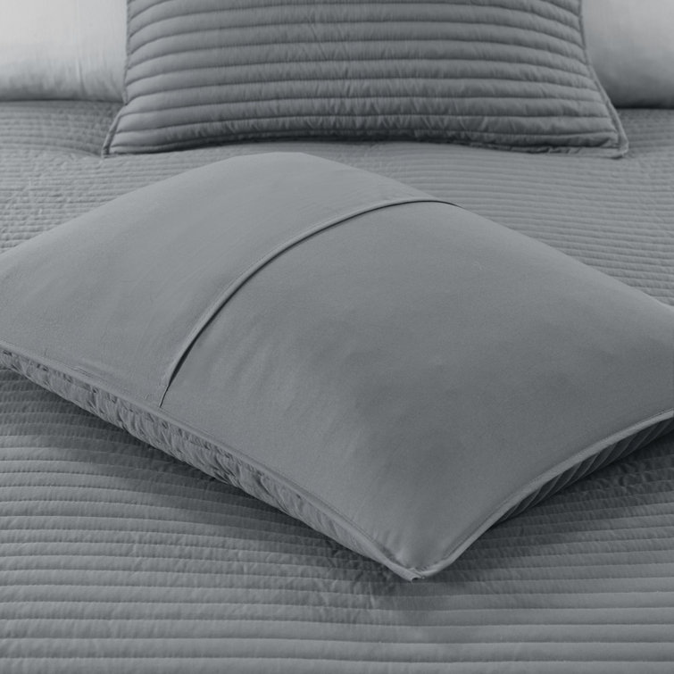 Yellow and Gray Reversible Microfiber Comforter Set, Full