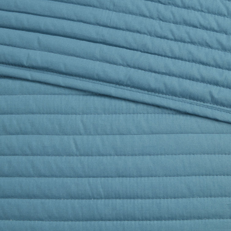 Aqua Microfiber Reversible Full Comforter Set with Channel Stitch