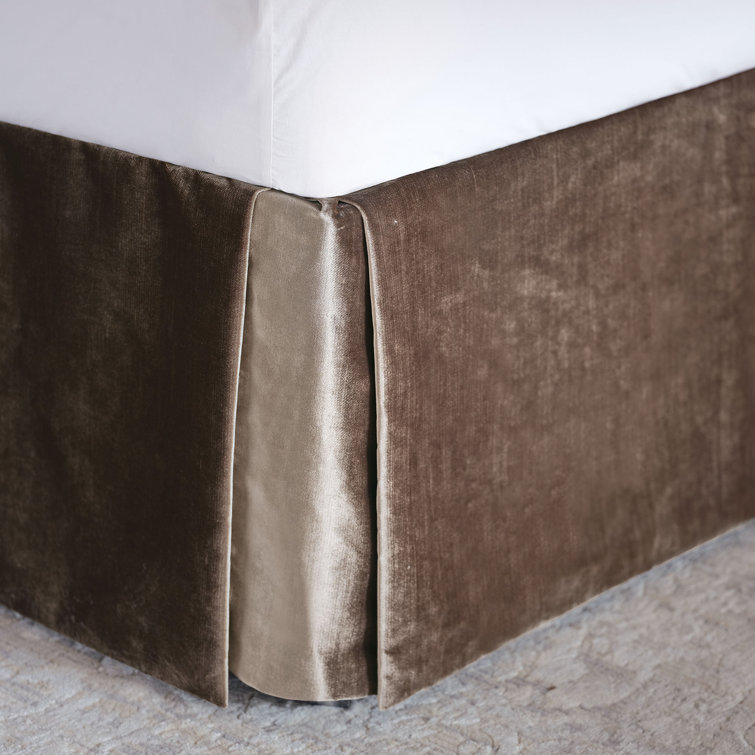 Silvio Brown Velvet Queen Bed Skirt with Split Corners