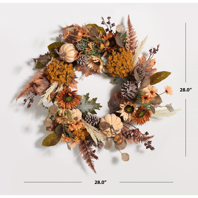 28'' Autumn Harvest Faux Gourd and Pinecone Wreath