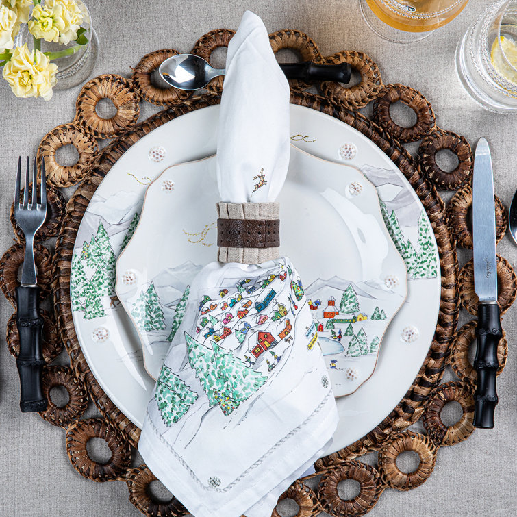 Natural Hand-Woven Rattan Scallop Ring Placemat