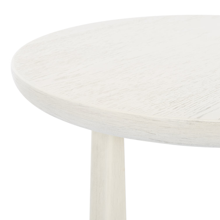 White Wash Round Oak Wood End Table