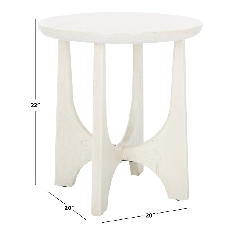 White Wash Round Oak Wood End Table