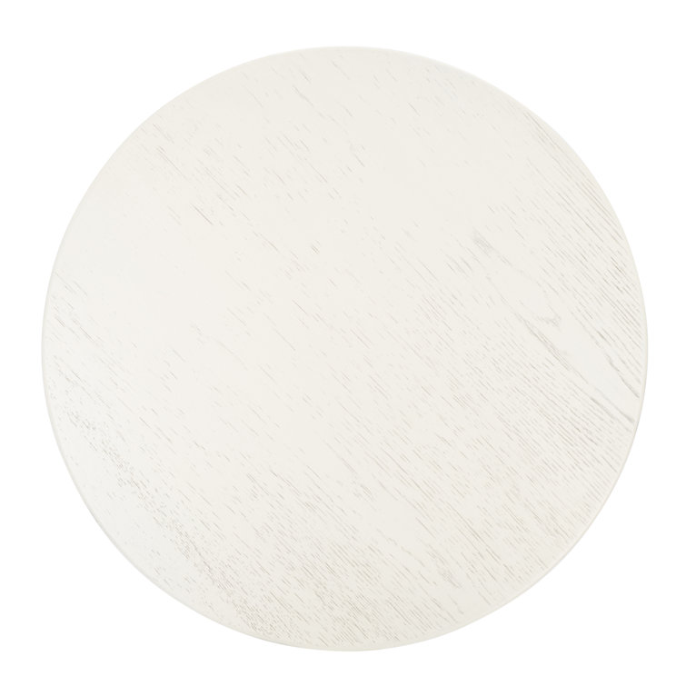 White Wash Round Oak Wood End Table