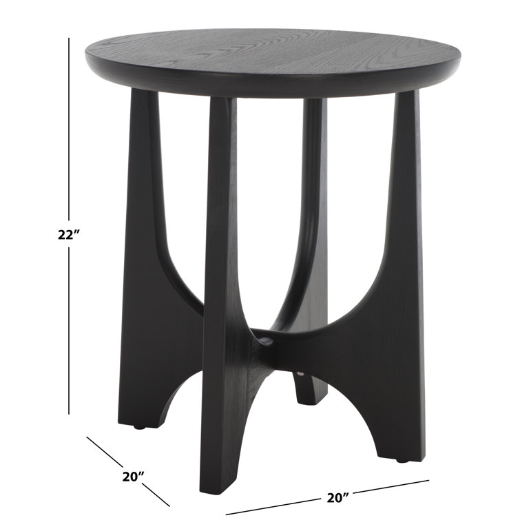 Black Round Solid and Manufactured Wood End Table