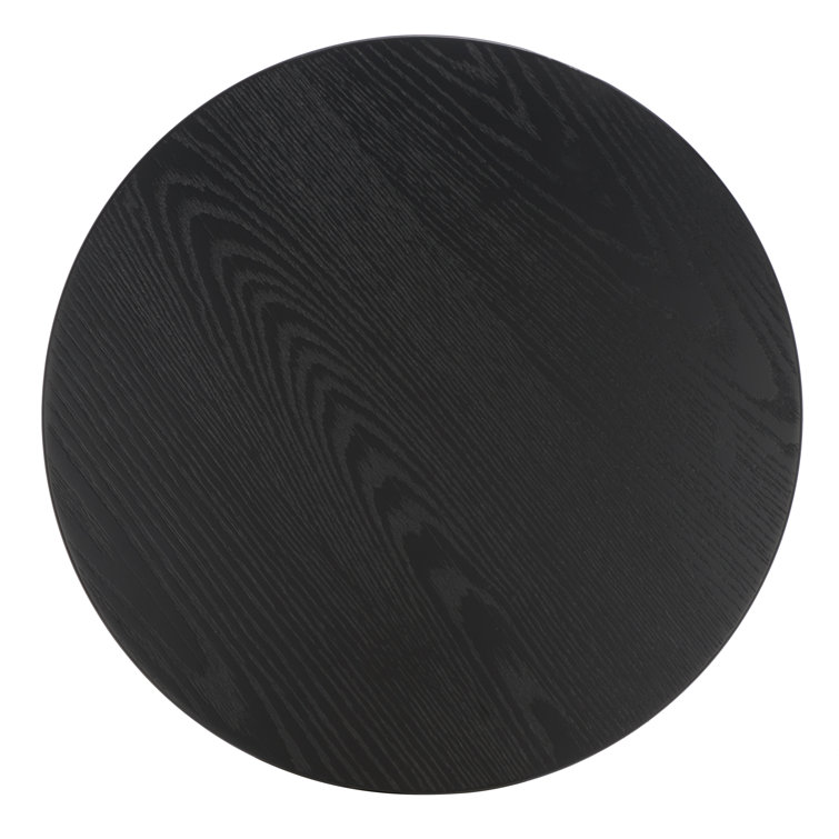 Black Round Solid and Manufactured Wood End Table