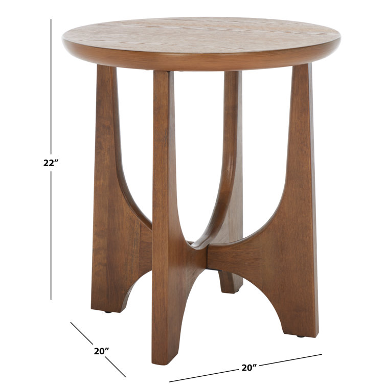 Medium Oak Round Solid and MDF Wood End Table