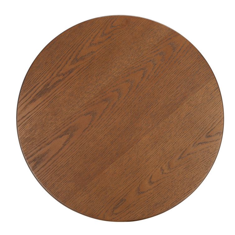 Medium Oak Round Solid and MDF Wood End Table