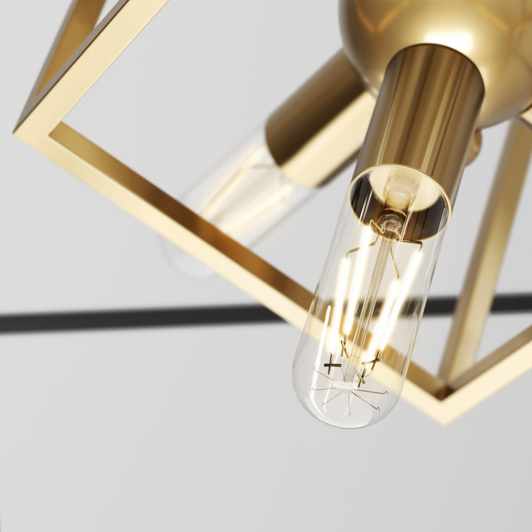Matte Black and Gold Geometric Semi-Flush Mount Ceiling Light